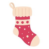 Hand-drawn Christmas red stocking isolated on a white background vector