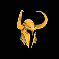 horned gold spartan flat design vector