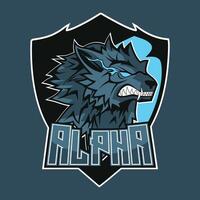 werewolf head alpha gaming logo vector