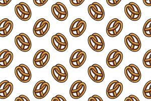 pretzel with oval shape colorful pattern on white background. doodle pretzel bread pastry symbol seamless pattern background. retro oval pretzel shape seamless pattern for decor and merchandise vector