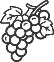 Line Drawing of a Bunch of Grapes with Leaves vector