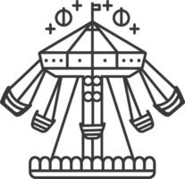 Line drawing of a carnival swing ride vector