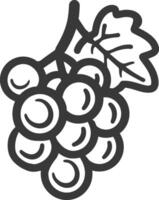 Line Drawing of a Bunch of Grapes with a Leaf vector