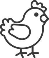 Line drawing of a cartoon chicken facing right vector