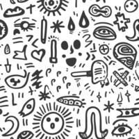 Seamless pattern with doodles on white background vector
