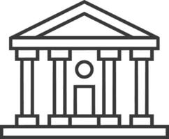 Line drawing of a building with columns and a triangular roof vector