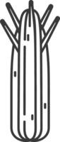 Line Drawing of a Cactus with Four Spines vector