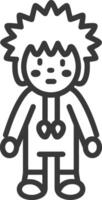 Line Drawing of a Cartoon Character Wearing a Hoodie vector