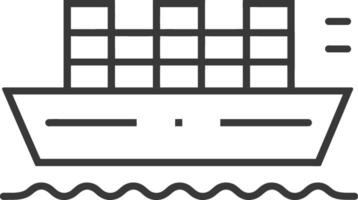 Line Drawing of a Cargo Ship with Containers vector
