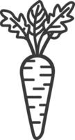 Line Drawing of a Carrot with Green Leaves vector