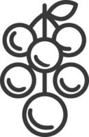 Line drawing of a bunch of grapes with a leaf vector
