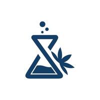 Cannabis Hemp Leaf with Tube Lab for Marijuana vector