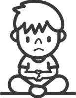A boy sitting in the floor with his hands folded vector