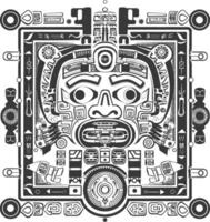 Geometric Pattern with Central Face and Ornate Border vector