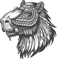 Geometric Capybara Portrait in Black and White vector
