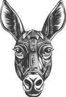 Geometric Patterned Donkey Head Illustration vector