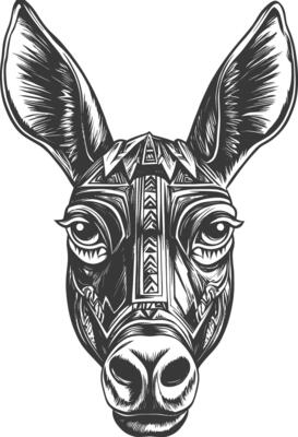 Geometric Patterned Donkey Head Illustration