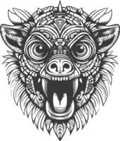 Geometrically Patterned Wolf Head with Open Mouth and Fangs vector