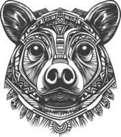 Geometric Tribal Bear Head with Detailed Patterns vector