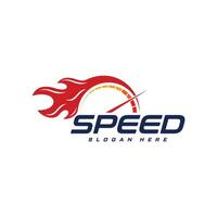 Speed of flaming speedometer for racing event vector