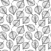Line art graphic pattern with leaves Black and white background vector