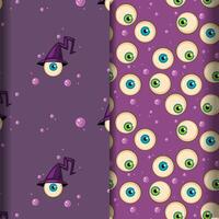 Halloween pattern with eyes and toxic bubbles on violet background. Element for horror design, Halloween celebrated concept vector