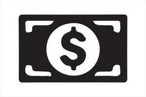 Dollar currency saving money, dollar bill silhouette art illustration on white background vector