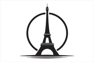 Eiffel tower in Paris with circle silhouette art vector