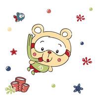 Adventurous Bear Exploring Underwater World vector