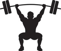Weight lifter man abstract isolated silhouette on white background,squat exercise vector