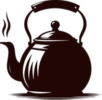 teapot.Icon for design, silhouette solid white background. Easily editable vector