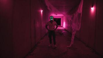 Purple Lights Surrounding A Zombie Walking photo