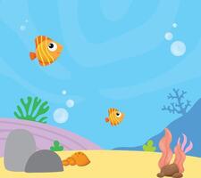 Underwater scene with fish and coral Background vector