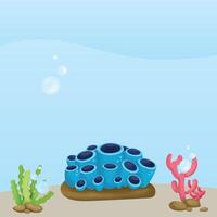 Underwater scene with coral and sea life vector