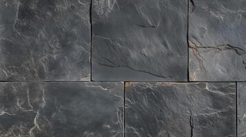 A black and brown tile with a rustic look. The tiles are square and are laid out in a row. photo
