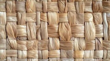 A woven pattern made of brown and tan threads. The texture of the material is rough and uneven, giving the impression of a natural. photo