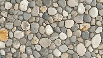 A stone wall with a variety of different sized rocks. The wall is made up of many different sized rocks. photo