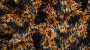 A close up of a furry animal with a striped pattern. The fur is brown and black. photo