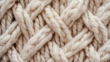 A knitted pattern of white yarn. The yarn is knitted in a way that it looks like a series of loops. photo
