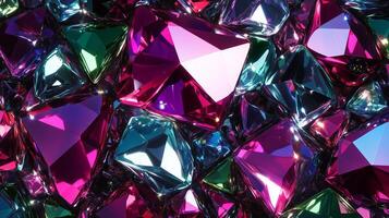A colorful mosaic of small, irregularly shaped glass pieces. The colors are vibrant and the shapes are jagged. photo