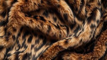 A close up of a furry animal with a striped pattern. The fur is brown and black. photo