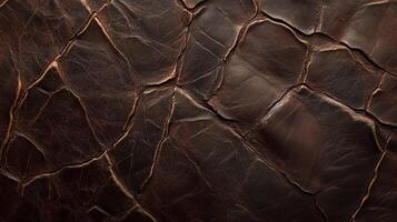 A close up of a brown leather surface with a rough texture. photo
