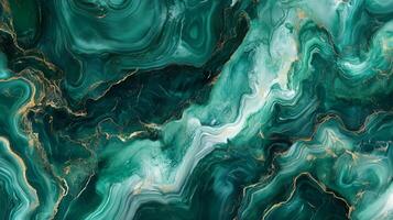 A green and gold swirl patterned wall. The gold and green colors create a sense of luxury and opulence. photo