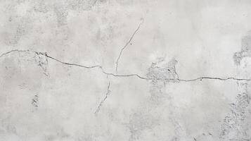 A wall with cracks and holes in it. The wall is white and has a rough texture. photo