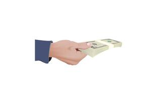 Hand holding money on white background vector