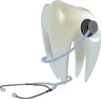 A tooth with a stethoscope on it vector