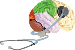 A brain with a stethoscope on it vector