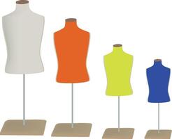 Mannequin on wooden stand with different colors vector