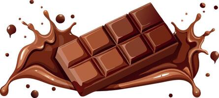 Chocolate bar with splashes and splashes vector