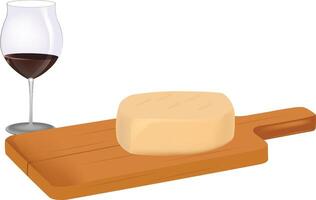 Cheese and wine on a cutting board vector